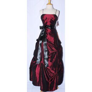 Poly USA Floor Length Crushed Taffeta Prom or Ball Gown-Size L-BURGUNDY-NWT